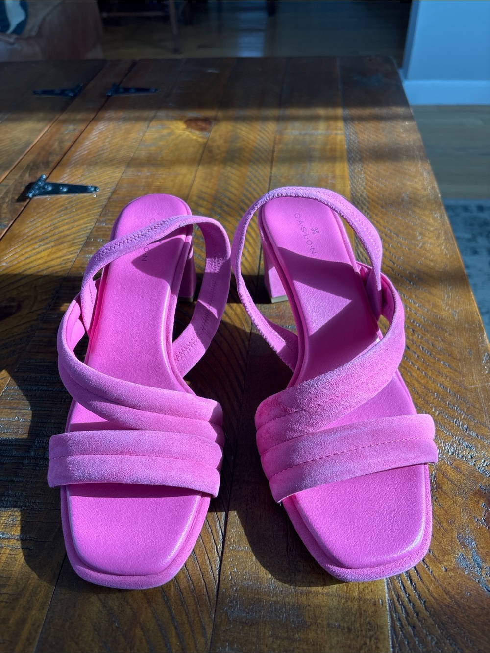Caslon Bright Pink Strappy Block Heel Sandals